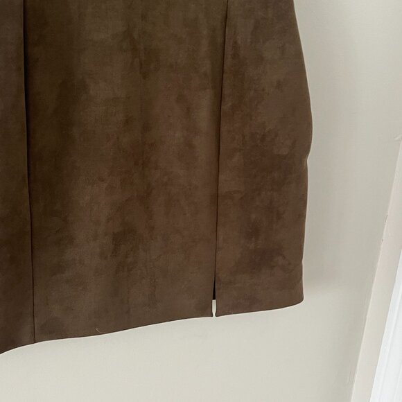 French Connection Vegan Brown Suede Crewneck Short Sleeve Dress Size 8 - Picture 4 of 9
